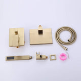 Wall-Mounted Waterfall Bathtub Faucet with Shelf and Handheld Shower