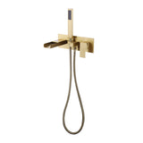Wall-Mounted Waterfall Bathtub Faucet with Handheld Shower