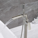 Freestanding Tub Filler with Waterfall Spout and Shower Wand Attachment