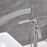 Freestanding Tub Filler with Waterfall Spout and Shower Wand Attachment