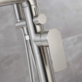 Freestanding Tub Filler with Waterfall Spout and Shower Wand Attachment