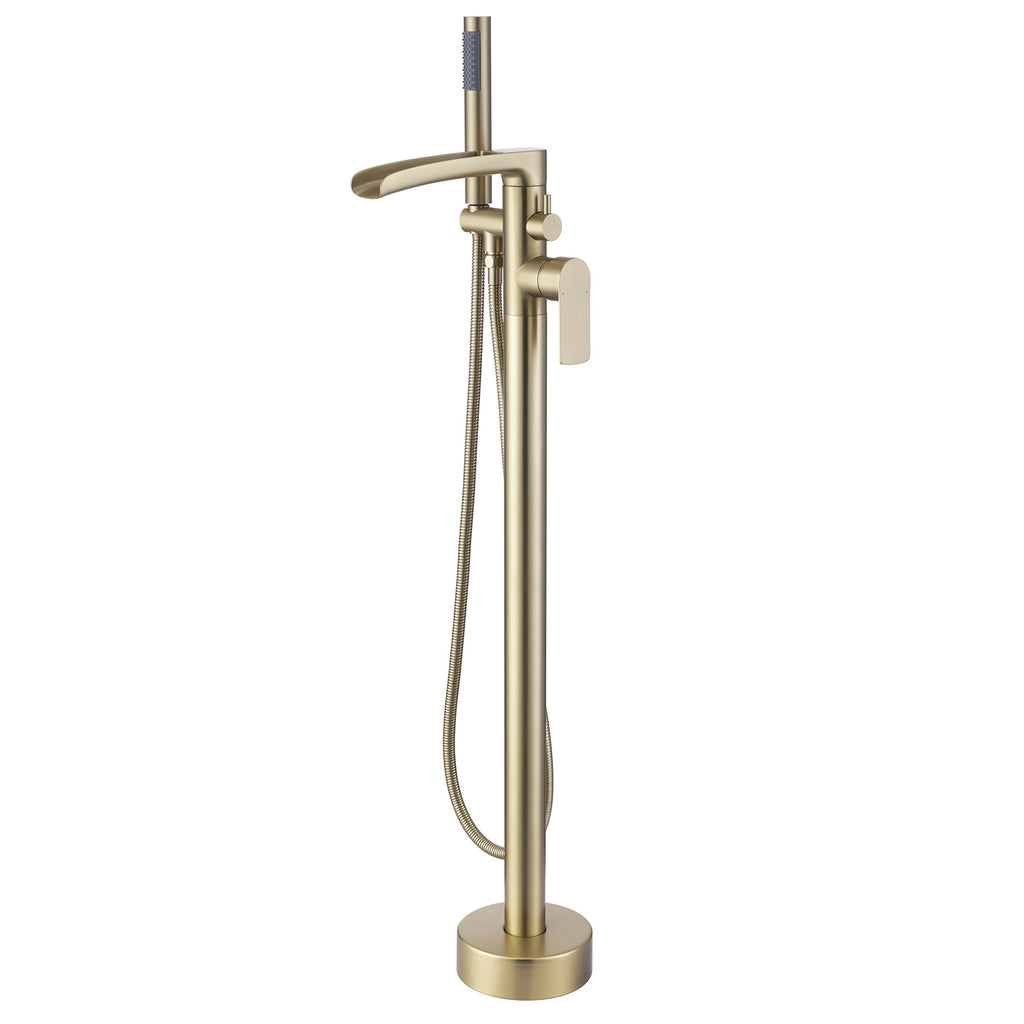 Waterfall Bathtub Faucet with Hand Shower, Floor Mounted Tub Filler Waterfall Bathtub Faucet with Hand Shower, Floor Mounted Tub Filler