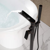 Freestanding Bathtub Faucet with Handheld Shower Floor Mounted Tub Filler Mixer