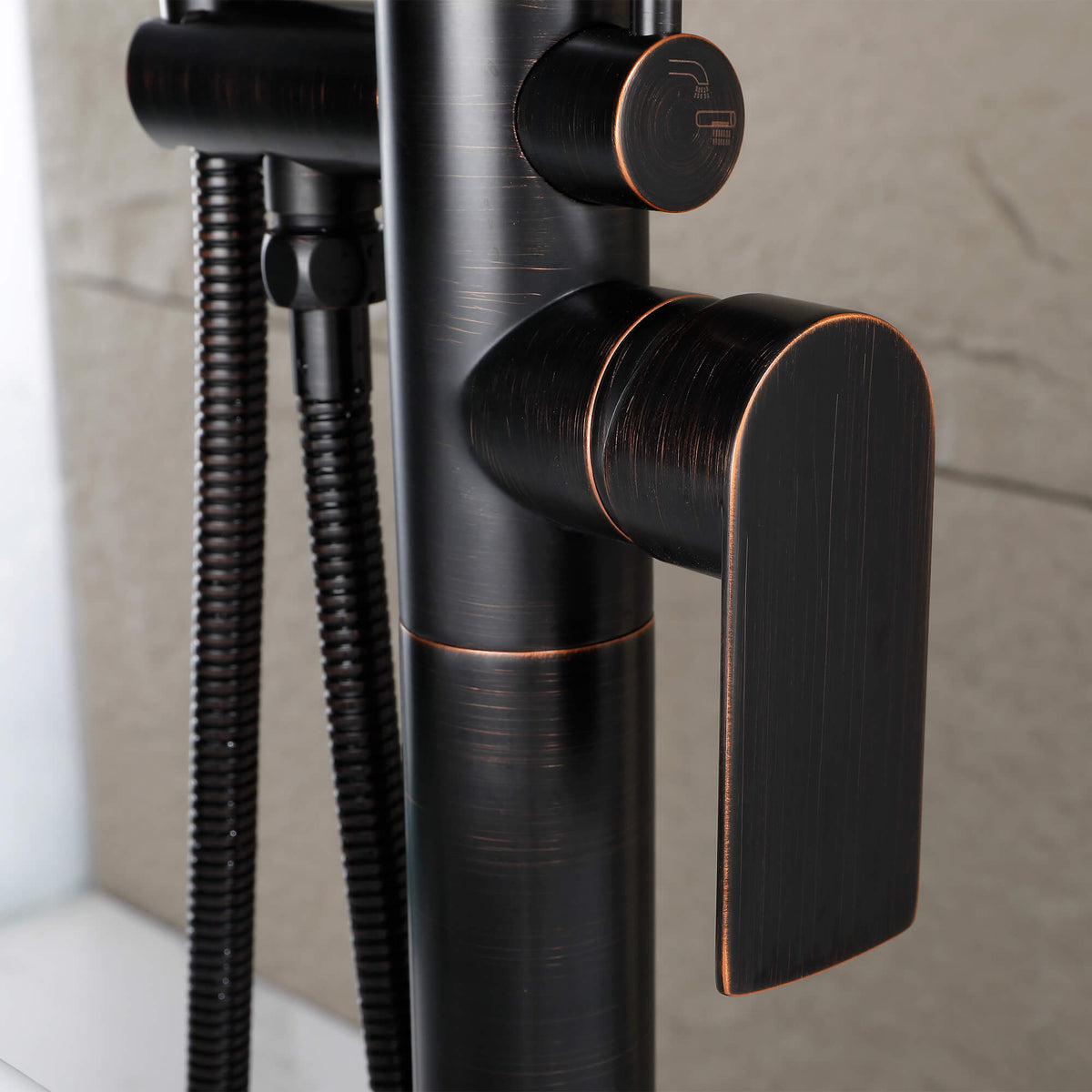 Freestanding Bathtub Faucet with Handheld Shower Floor Mounted Tub Filler Mixer