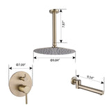 Brushed Gold Brass Shower System Complete Set with Tub Spout JK0053