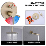 Brushed Gold Brass Shower System Complete Set with Tub Spout JK0053