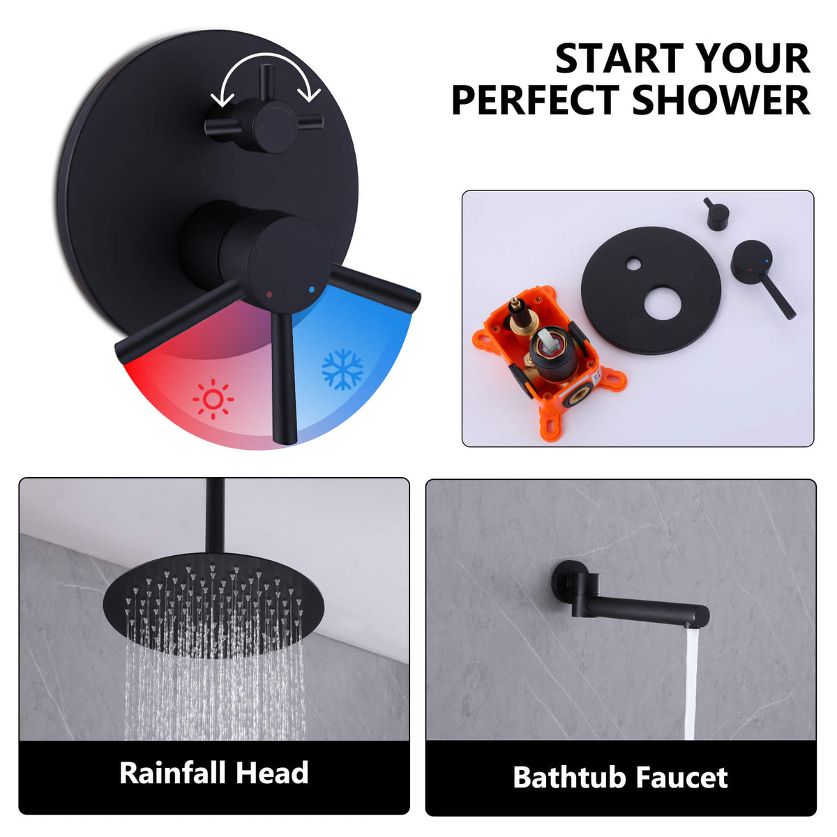 High-Pressure Shower & Tub Faucet Combo with 10-Inch Showerhead