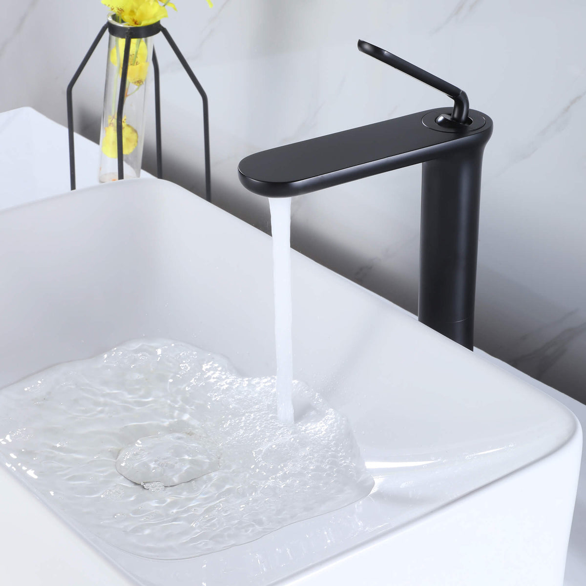 Modern Single-Handle Tall Spout Bathroom Sink Faucet for Vessel Sinks