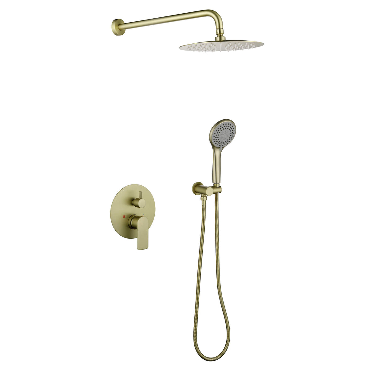 Wall-Mounted Shower System with Rain Shower Head and Handheld Shower
