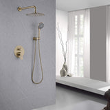 Modern Rain Shower Faucet Bathroom Set with Handle Brushed Gold JK0073