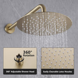 Modern Rain Shower Faucet Bathroom Set with Handle Brushed Gold JK0073