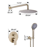 Modern Rain Shower Faucet Bathroom Set with Handle Brushed Gold JK0073