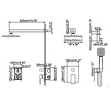 Wall-Mounted Shower System with 10-Inch Rainfall Shower Head 3-Function Handheld Sprayer