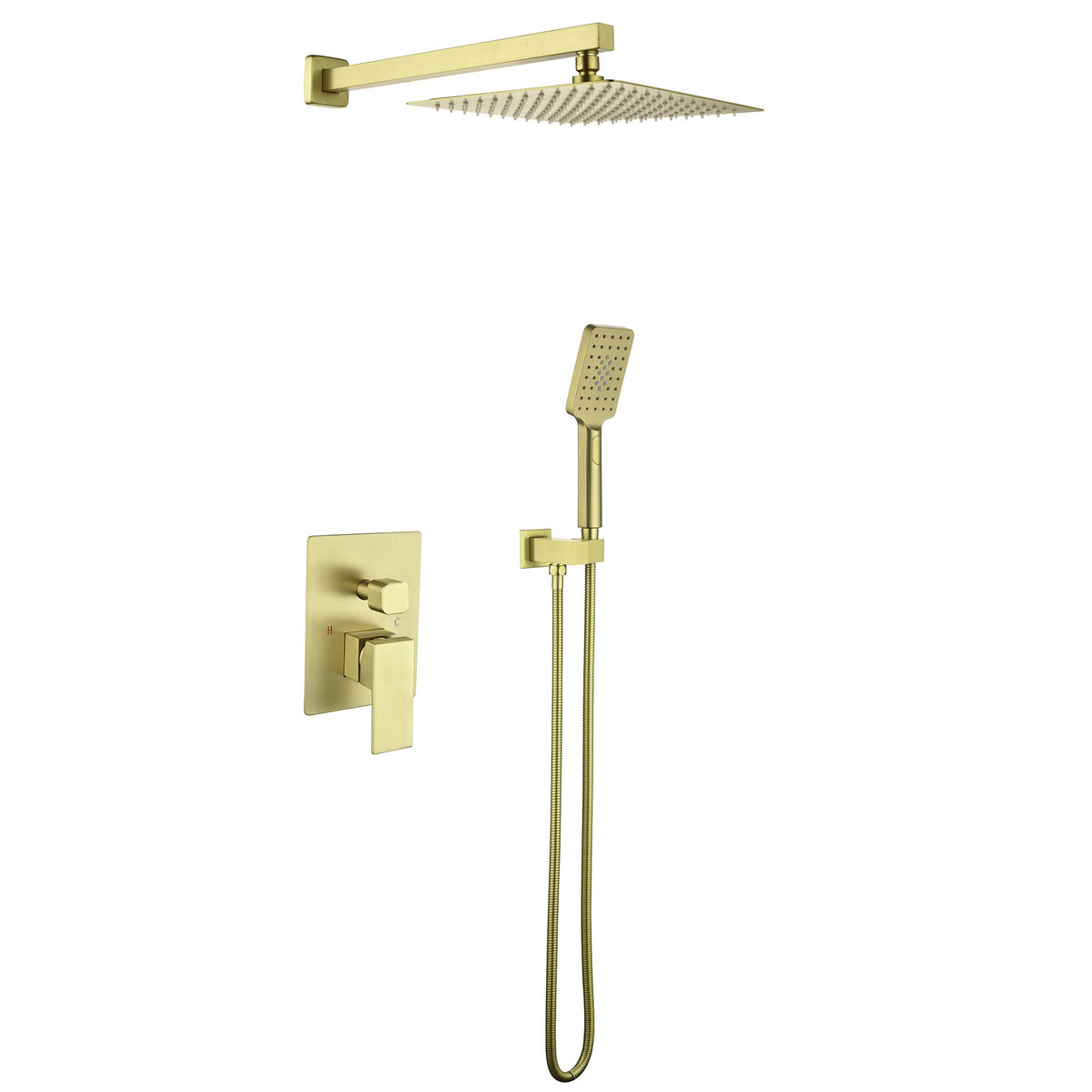 Wall-Mounted Shower System with 10-Inch Rainfall Shower Head 3-Function Handheld Sprayer