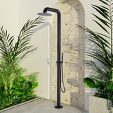 Freestanding Stainless Steel Outdoor Shower with Handheld Shower & Rain Head
