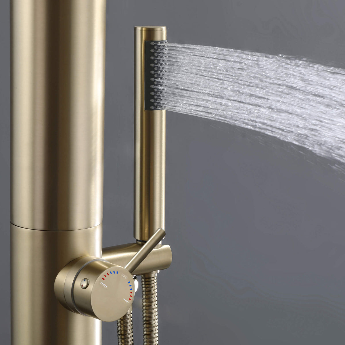 Freestanding Stainless Steel Outdoor Shower with Handheld Shower & Rain Head