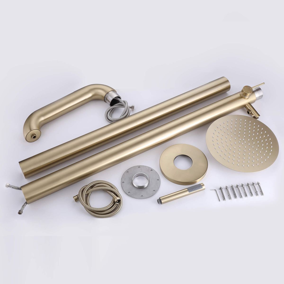 Freestanding Stainless Steel Outdoor Shower with Handheld Shower & Rain Head