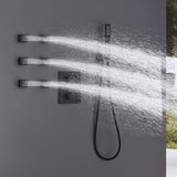 Ceiling Mount Rainfall Shower Head 3 Way Thermostatic Shower Faucet with 6 Body Jets JK0135