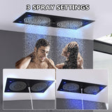 Luxury LED Dual Shower Head Ceiling Mount Digital Display Music Thermostatic Shower System with 6 Body Jets JK0107