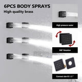 Luxury LED Dual Shower Head Ceiling Mount Digital Display Music Thermostatic Shower System with 6 Body Jets JK0107