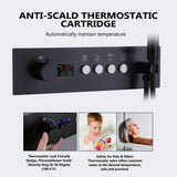 Luxury LED Dual Shower Head Ceiling Mount Digital Display Music Thermostatic Shower System with 6 Body Jets JK0107