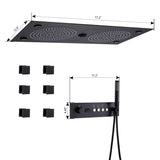 Luxury LED Dual Shower Head Ceiling Mount Digital Display Music Thermostatic Shower System with 6 Body Jets JK0107