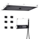 size of luxury LED thermostatic shower system with 6 body jets