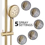 retro shower system with ajustable 5-function handle