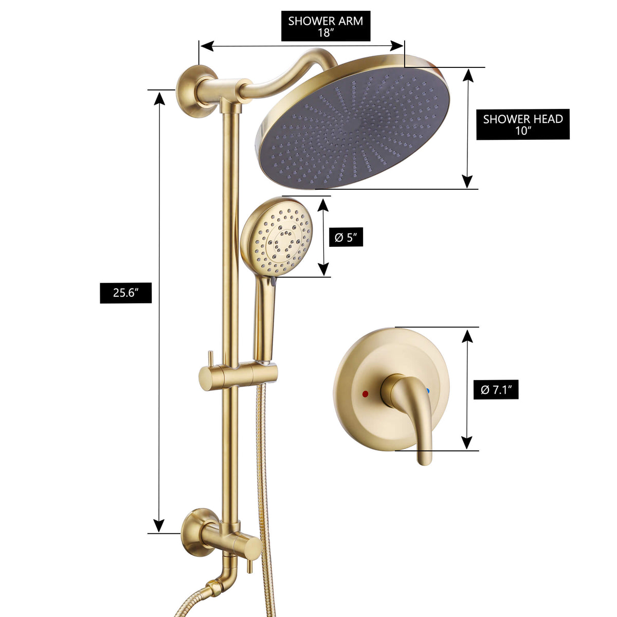 rainfall shower system brushed gold size