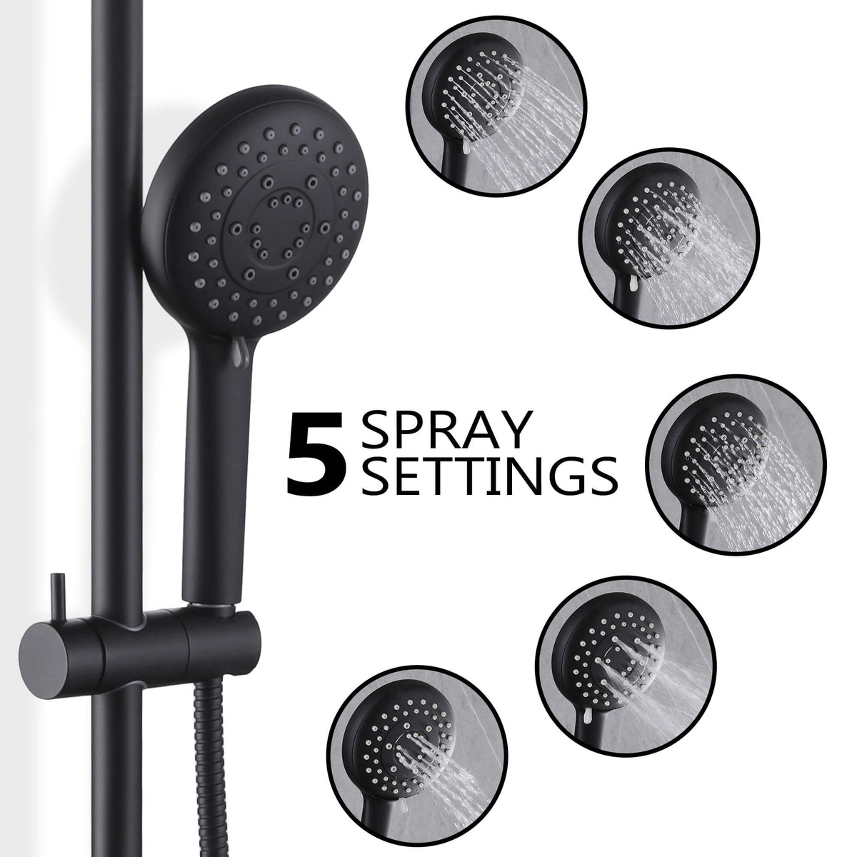 5-Function Rain Shower Faucet with Handheld