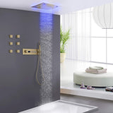 Ceiling Mount Thermostatic Shower System with Digital Display Screen LED Lights Playing Music JK0128