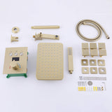 Luxury Rain Shower Digital Display Thermostatic Shower System with Four Functions Brushed Gold JK0131