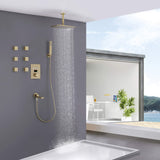 Luxury Rain Shower Digital Display Thermostatic Shower System with Four Functions Brushed Gold JK0131