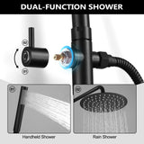Wall-Mounted Outdoor Shower with 10-Inch Thin Rain Shower Head and Handheld Spray