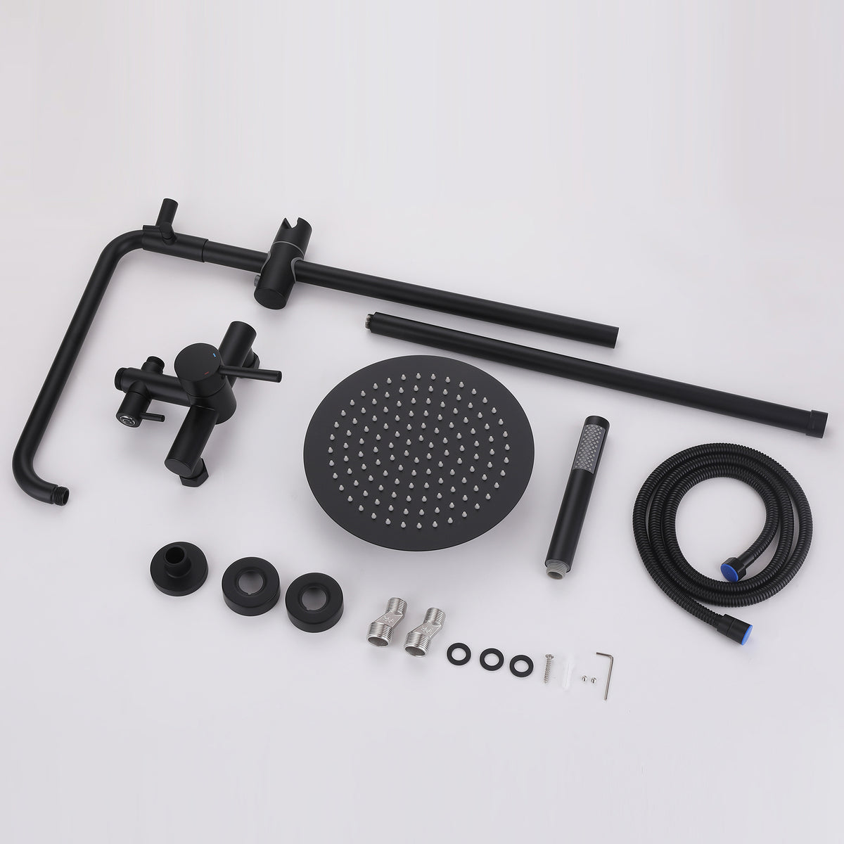 Outdoor Shower Fixture with 304 Stainless Steel 10-Inch Rainfall Shower Head and Adjustable Slide Bar