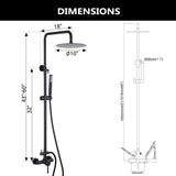 Wall-Mounted Outdoor Shower with 10-Inch Thin Rain Shower Head and Handheld Spray