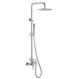 Chrome outdoor shower system with handheld sprayer and adjustable height