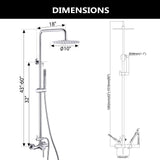Wall-Mounted Outdoor Shower with 10-Inch Thin Rain Shower Head and Handheld Spray