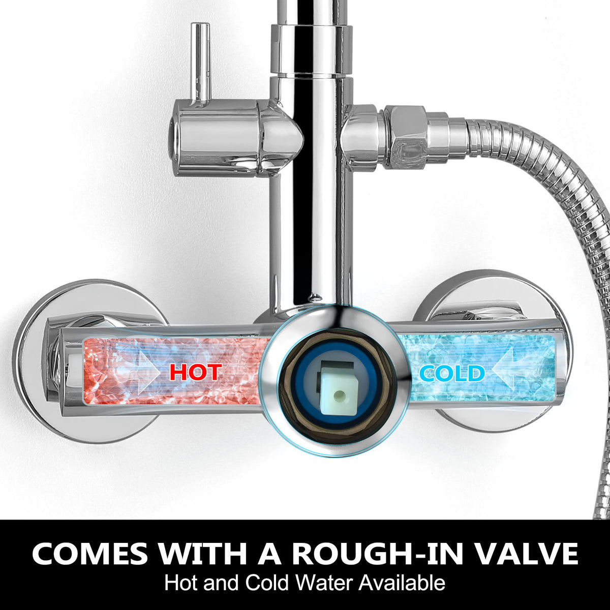 Outdoor Shower Fixture with 304 Stainless Steel 10-Inch Rainfall Shower Head and Adjustable Slide Bar