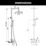 Outdoor Shower Fixture with 304 Stainless Steel 10” Rainfall Shower Head and Adjustable Slide Bar