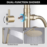 Wall-Mounted Outdoor Shower with 10-Inch Thin Rain Shower Head and Handheld Spray