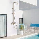 Outdoor Shower Fixture with 304 Stainless Steel 10” Rainfall Shower Head and Adjustable Slide Bar