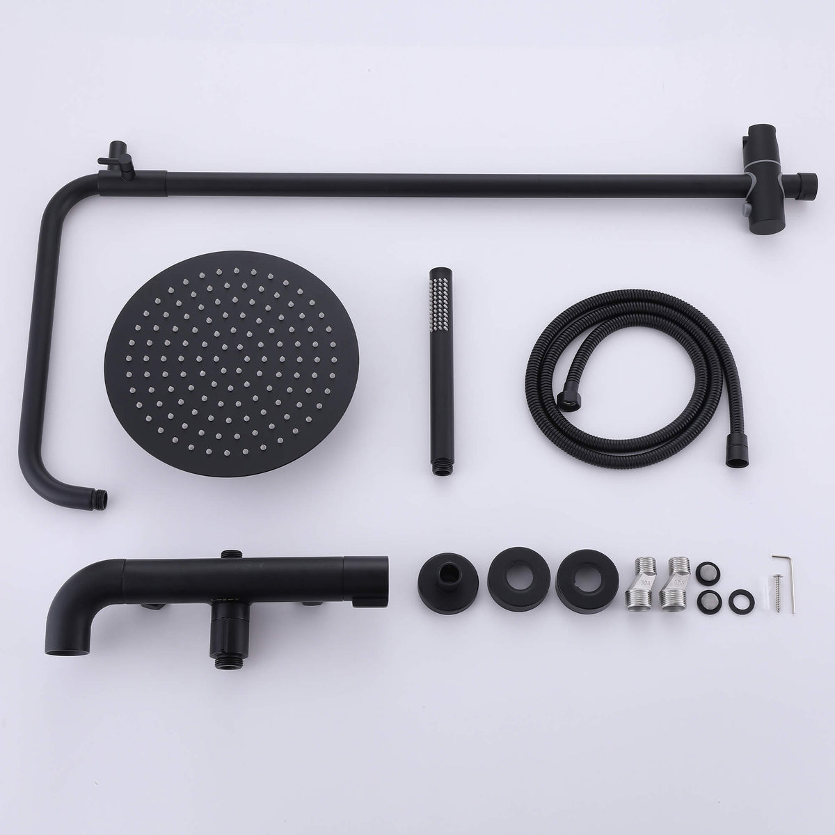 Modern Shower System with Adjustable Handheld Rainfall Head and Tub Spout
