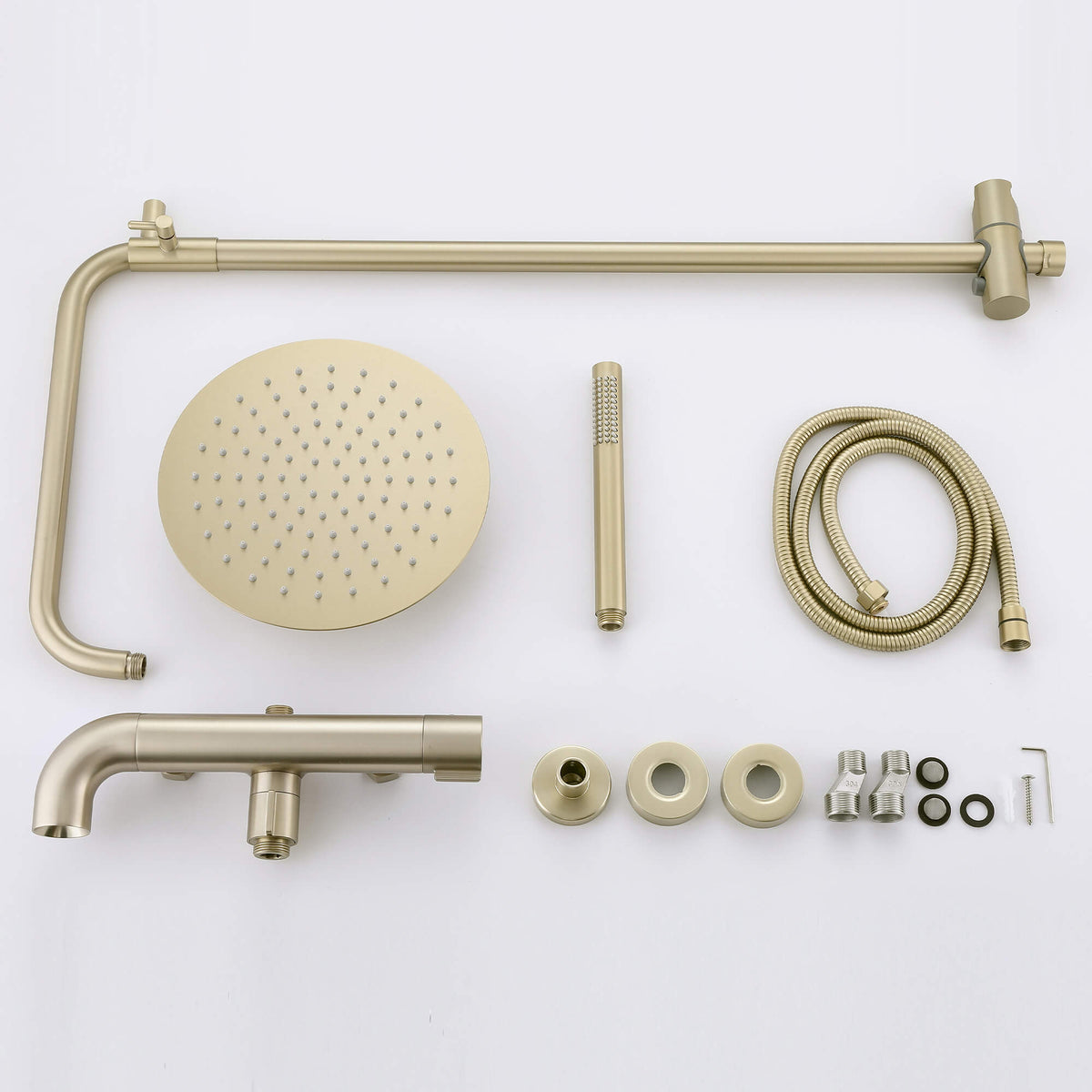 Modern Shower System with Adjustable Handheld Rainfall Head and Tub Spout