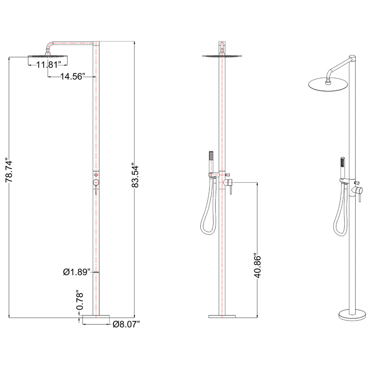Outdoor Shower Column Villa Swimming Pool Bath Beach Freestanding Shower Set