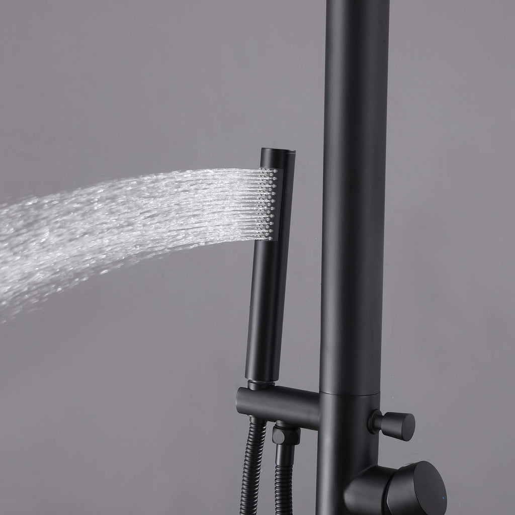 304 Stainless Steel Freestanding Outdoor Shower with Rain Shower and Handheld Shower Head