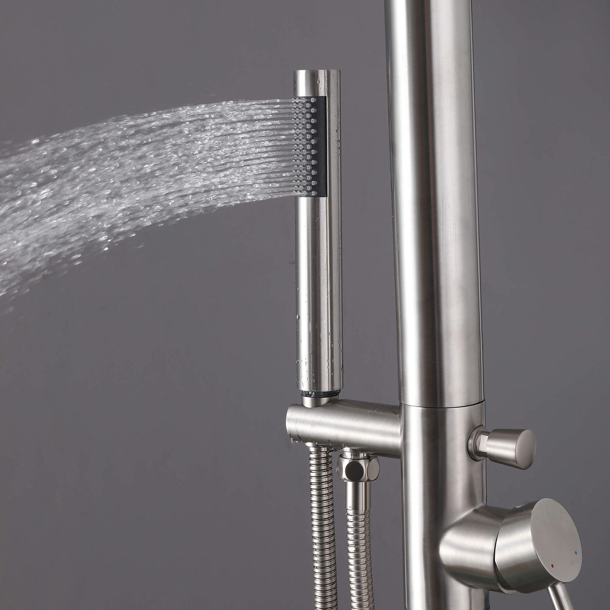 304 Stainless Steel Freestanding Outdoor Shower with Rain Shower and Handheld Shower Head