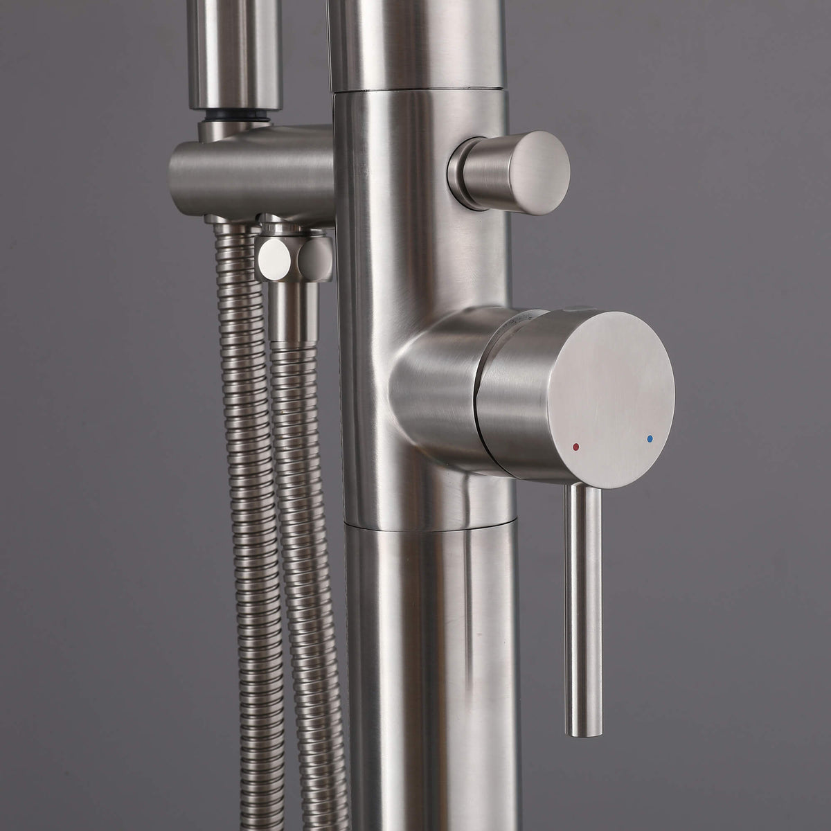 304 Stainless Steel Freestanding Outdoor Shower with Rain Shower and Handheld Shower Head