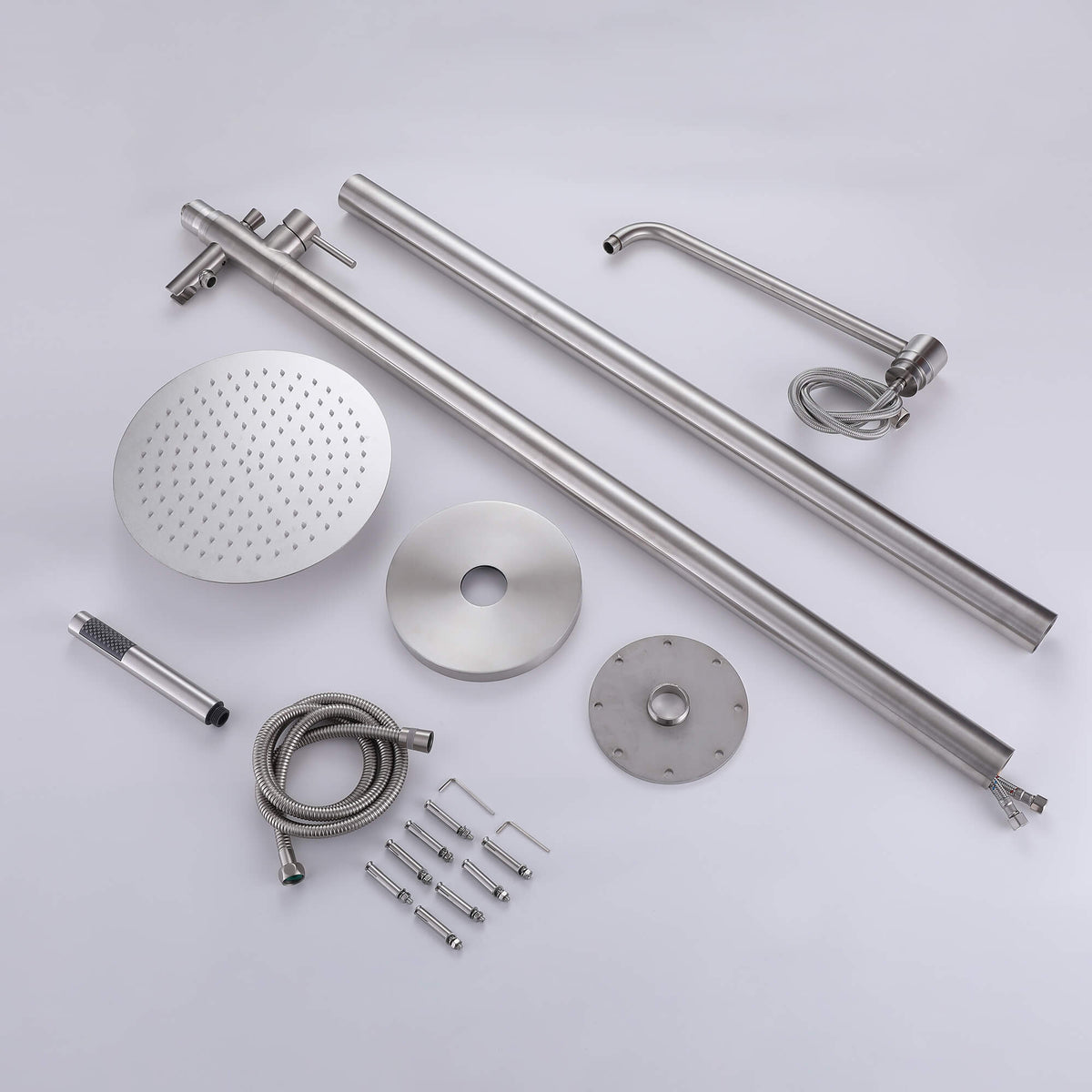 304 Stainless Steel Freestanding Outdoor Shower with Rain Shower and Handheld Shower Head