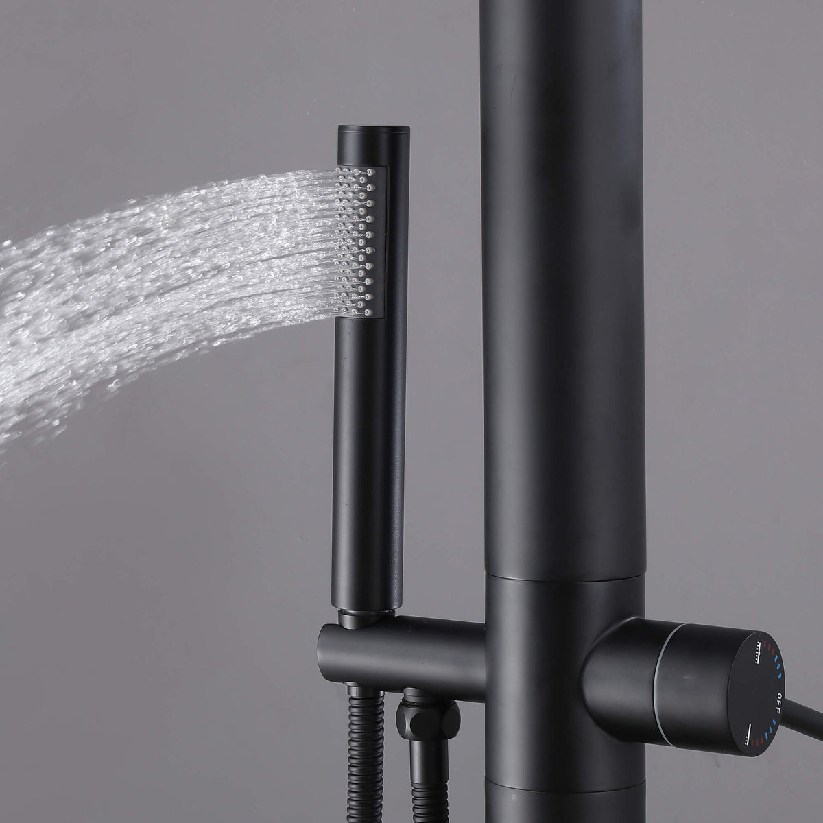 304 Stainless Steel Freestanding Outdoor Shower with Detachable Shower Head